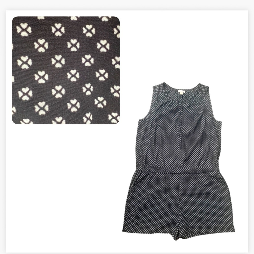 LOFT Black and White Patterned Sleeveless Romper